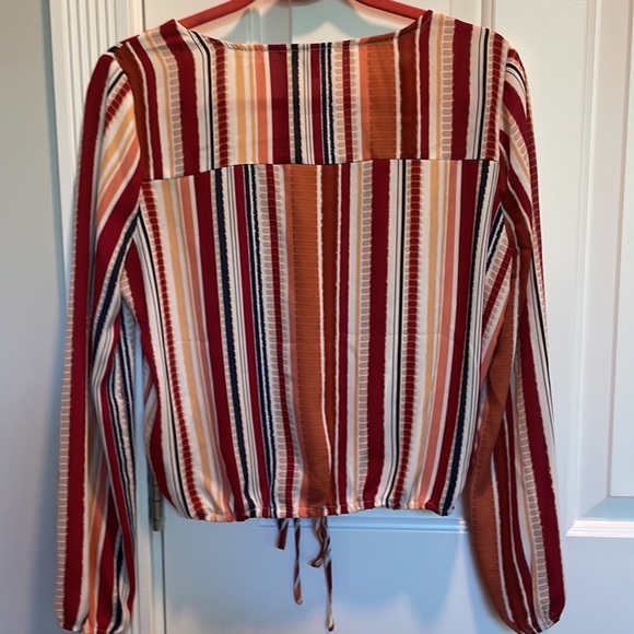 Jack by BB Dakota Brigio Orange Striped Button Up Long Sleeve Blouse - Picture 3 of 7